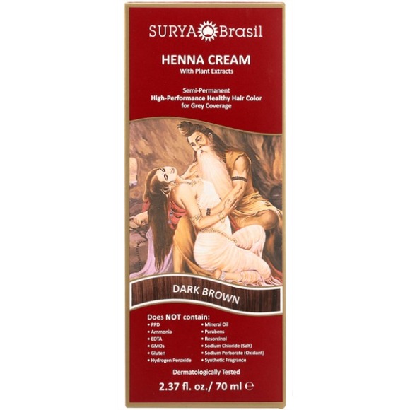 Henna Cream Dark Brown 2.37 Oz By Surya Brasil Semi Permanent Hair Color NEW - Picture 1 of 1